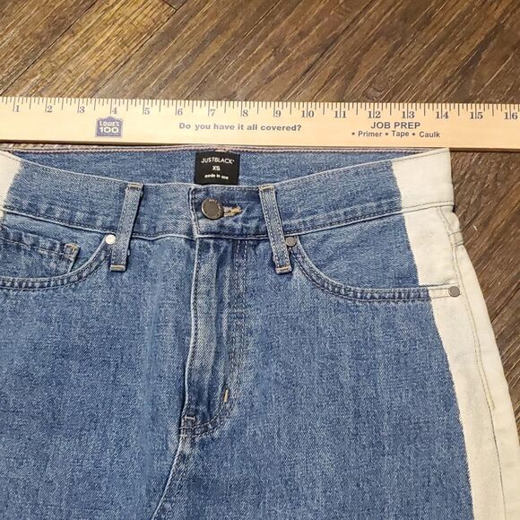 𝅺just BLACK BRAND Side Stripe Denim Mini Skirt XS - Picture 6 of 10